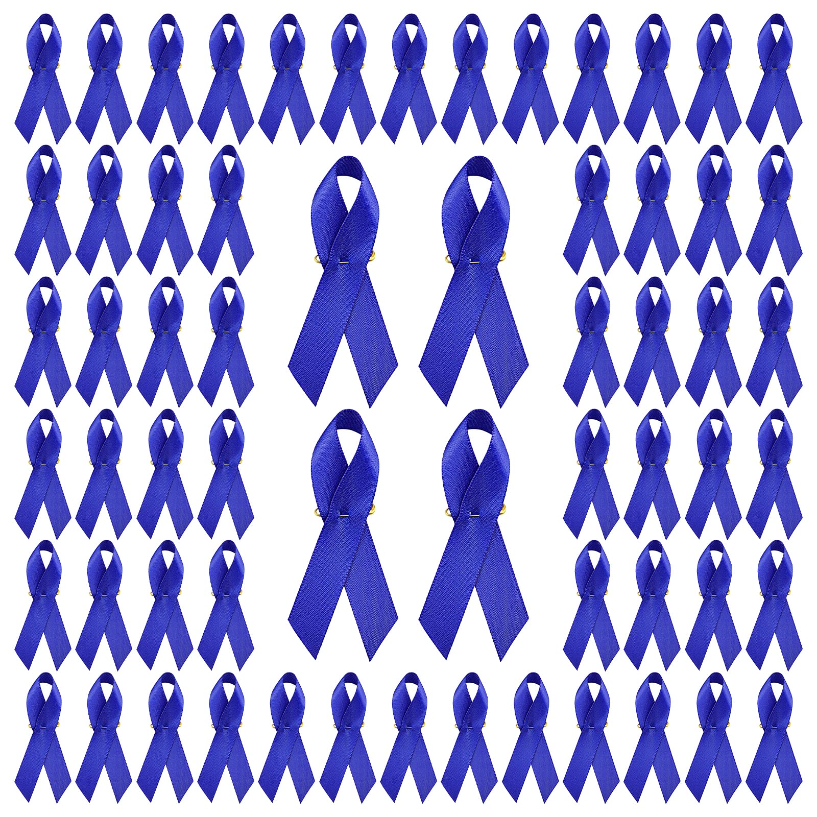 WANDIC Polyester Ribbon Satin Pins, Cancer Awareness Ribbon Pins Hope Faith Awareness Brooch for Party Event Supplies Clothing Decoration, 7.5cm