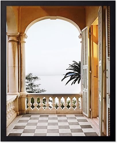 Miniatura 74 de Poster Master Póster de fotografía vintage, impresión retro de viaje, fotografía, balcón, océano, palmeras, suelo a cuadros, arte de pared sin marco