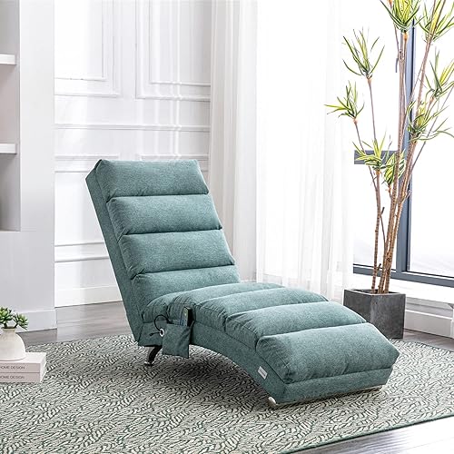 HomSof Silla de interior sin brazos con masaje, tumbona larga moderna con patas de metal para oficina o sala de estar