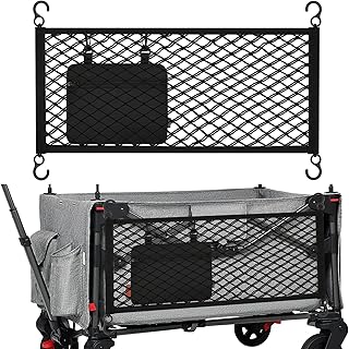 Beautyflier Stroller Wagon Cargo Net with Small Bag for Extra Storage Space, 2 in 1 Wagon Accessories Universal Fit Stroller Mesh Cargo Net Organizer Compatible with WONDERFOLD All W-Series Models