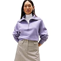 Tommy Hilfiger Donna Felpa con Cerniera Classic Script Fleece Mezza Zip, Viola (Lavender Ash), XXL