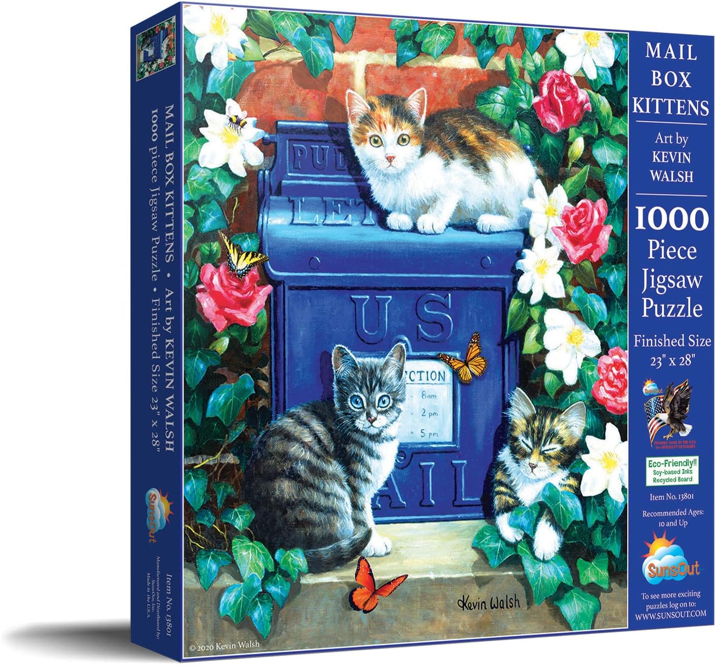 SUNSOUT INC - Mail Box Kittens - 1000 pc Jigsaw Puzzle by Artist: Kevin Walsh - Finished Size 23" x 28" - MPN# 13801