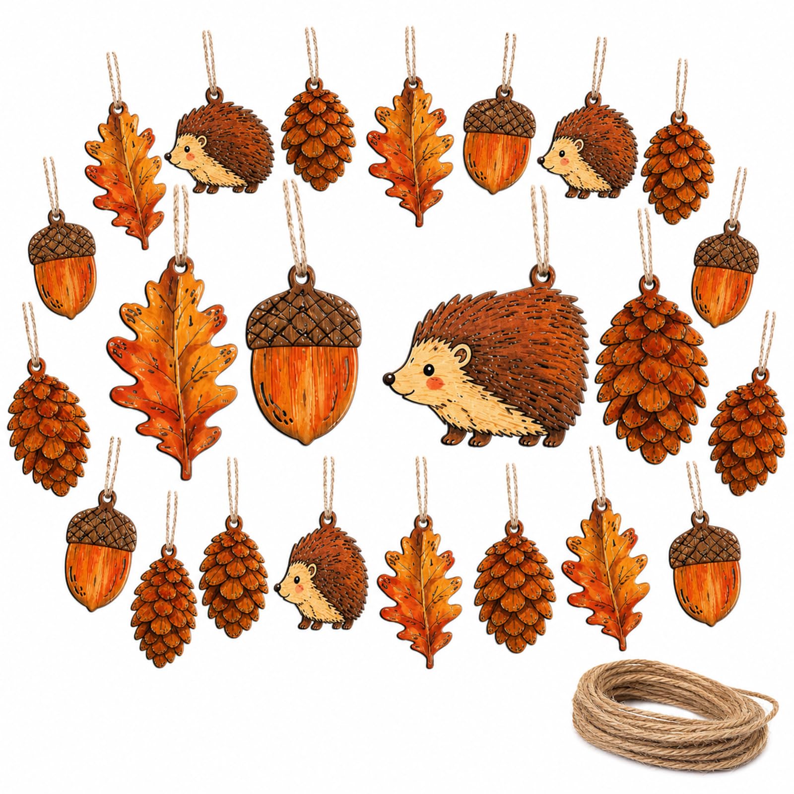 24pcs Wooden Autumn Decorations, Autumn Leaves Decorations for Home