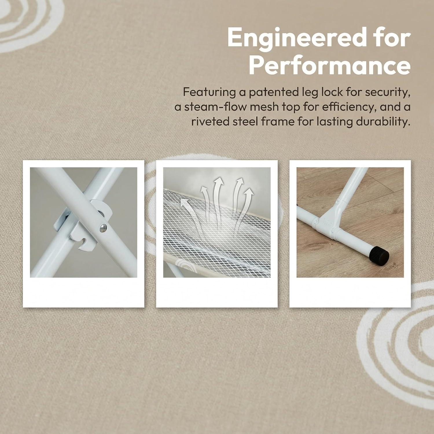 Adjustable Height T-Leg Ironing Board with Cotton Pad Cover - Foldable Home Use