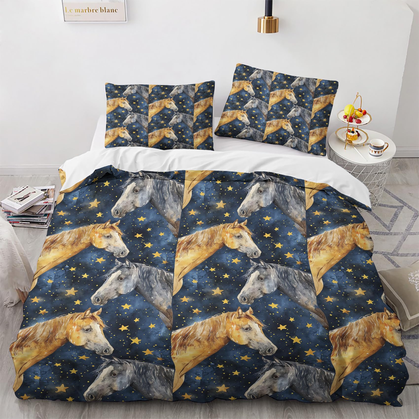 Housse de couette 200x200 cheval douce pour remplacer le linge rêche
