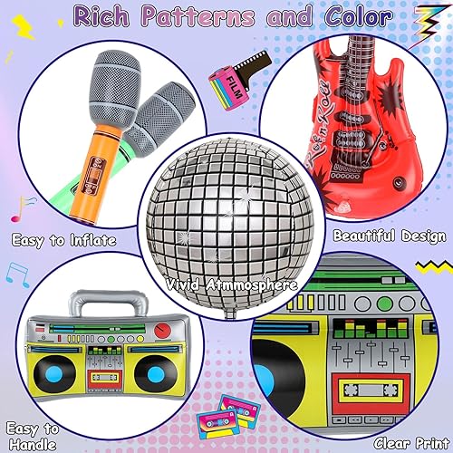 Miniatura 3 de 100 cajas de fiesta de los años 80, globos decorativos para decoraciones de fiesta de los 80, caja de cartón de regreso a los 80, caja de radio,