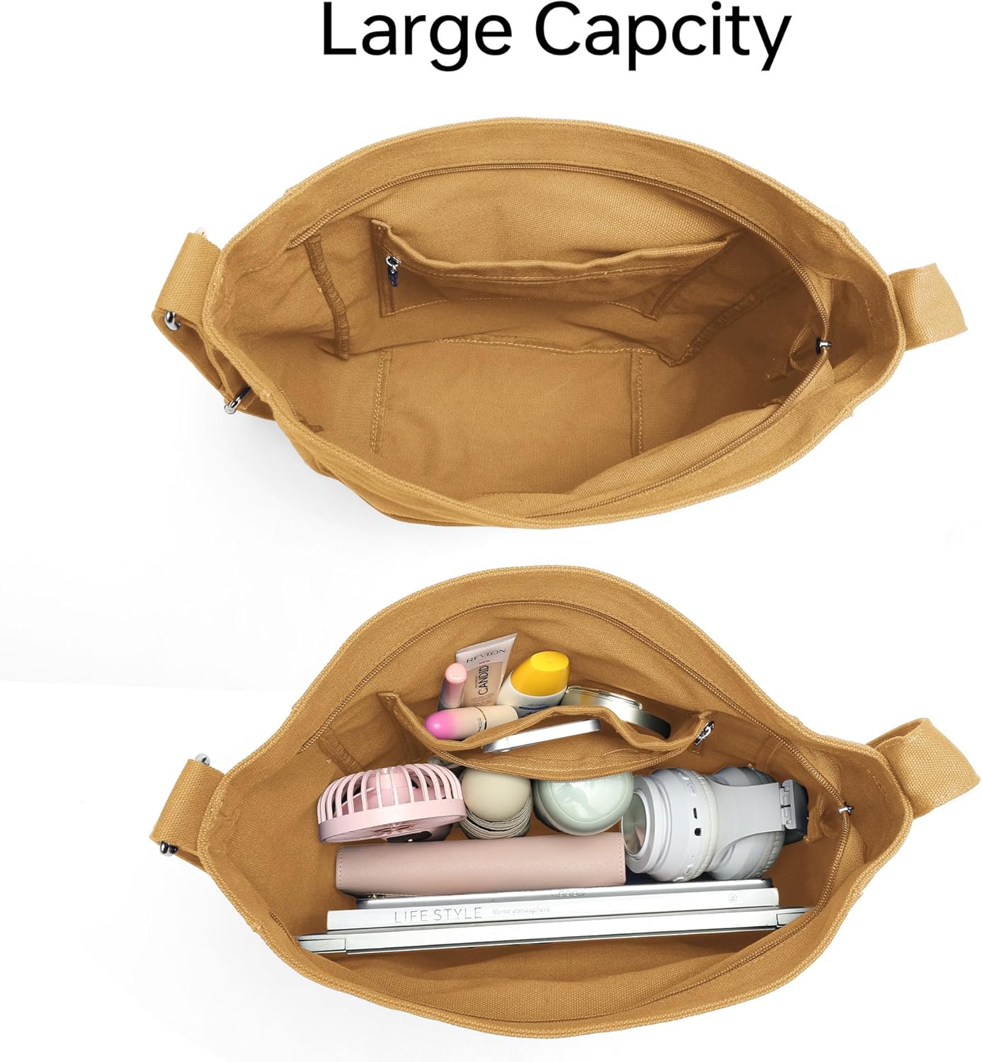 GEMIU Hobo Bags for Women Large Canvas Crossbody Tote Bag with Zipper