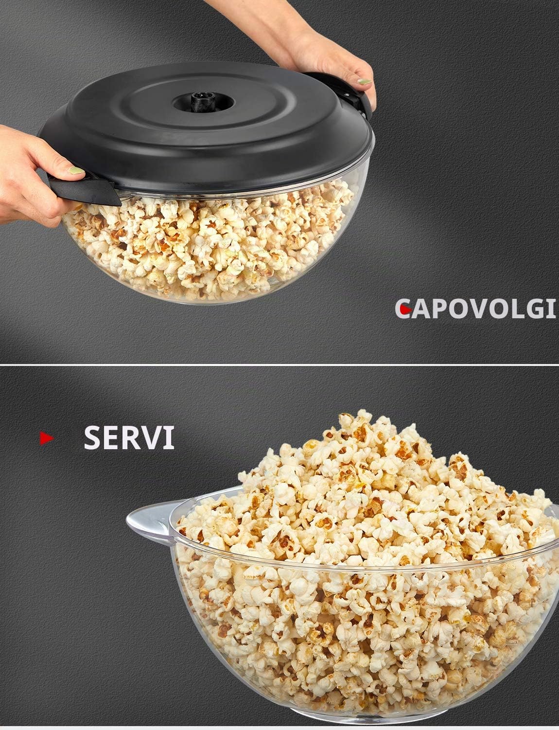 VINATO Macchina Popcorn, Macchina Pop Corn da 5 Litri per la Casa, con Rivestimento Antiaderente e Superficie Riscaldante Rimovibile, Macchina per Pop Corn Silenziosa e Veloce