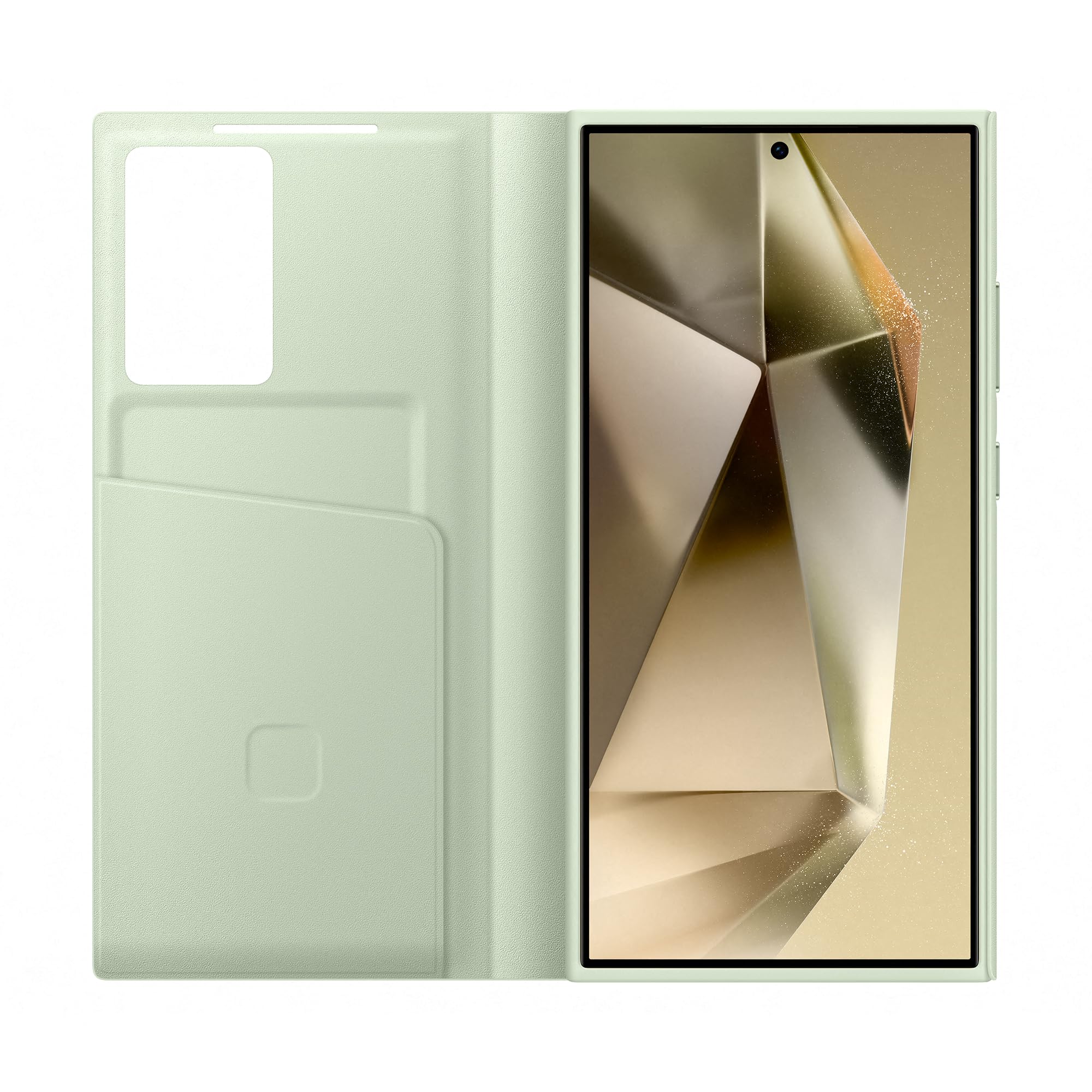 Samsung Smart View Wallet Case custodia a portafoglio con finestra di visione notifiche per Galaxy S24 Ultra, Light Green