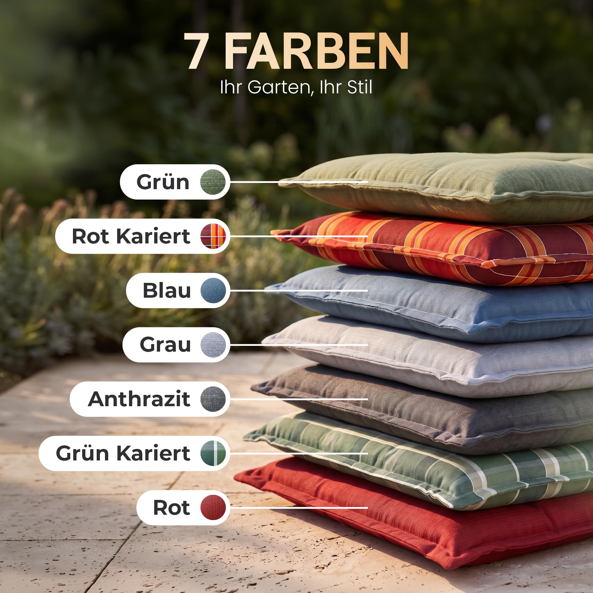 Hochlehner Auflagen 2er Set - 120x50 cm - Gartenstuhlauflagen Sitzauflagen - Oeko-Tex zertifiziert - Hochlehner Polster - Gartenstuhl Stuhlauflagen mit Befestigung - Made in EU - Antrazit
