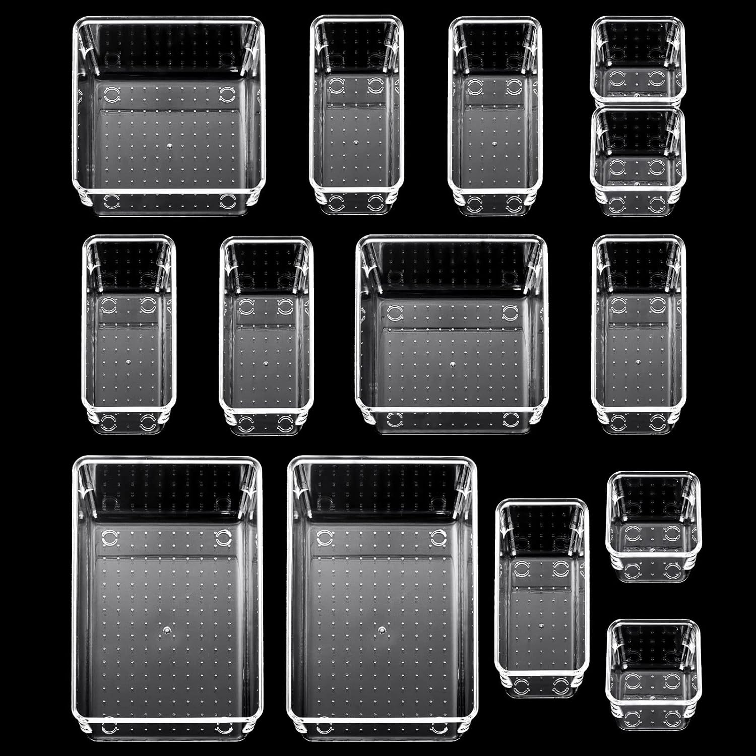 JMIATRY Set of 14 Desk Drawer Organiser, 4 Sizes Drawer Dividers with NonSlip Design, Kitchen