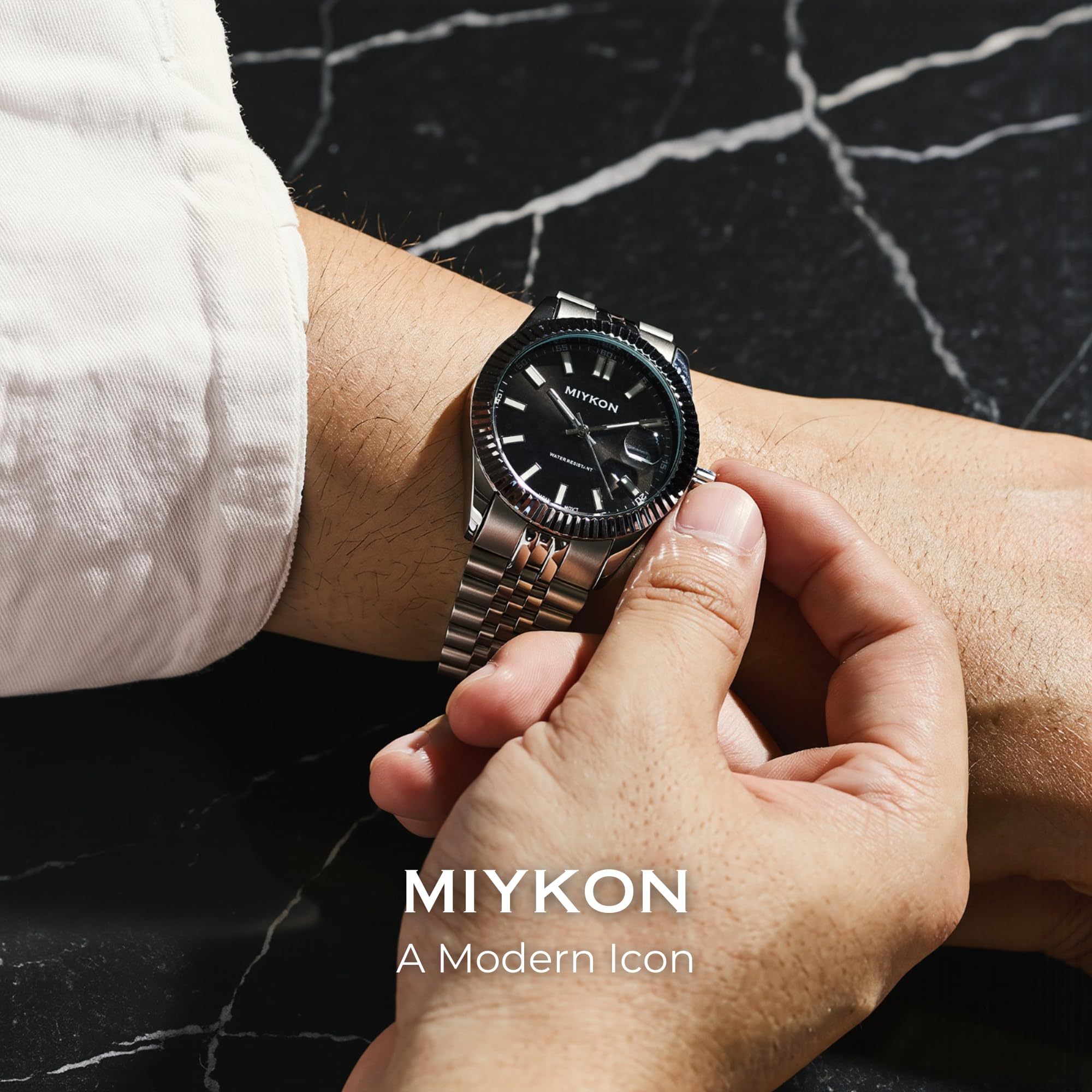 Miykon Reloj de vestir minimalista para hombre, fecha rápida, Jubilee de