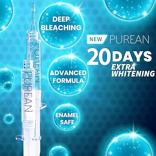Miniatura 4 de Purean Kit de blanqueamiento dental con luz LED  2 jeringas de gel blanqueador dental profesional de 02fl oz 35 de peróxido de carbamida  Juego de