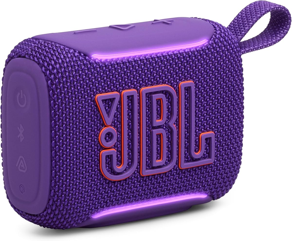 Altavoz Bluetooth portátil Go 5, resistente al agua y al polvo - Púrpura | A prueba de polvo y caídas con batería de hasta 10 horas, emparejamiento estéreo, control de aplicaciones para piscina, playa y escucha al aire libre