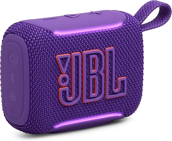 JBL Go 5 parlante Bluetooth portátil, a prueba de agua y polvo - púrpura | resistente al polvo y caídas con hasta 10 h de batería, emparejamiento estéreo, control por app para piscina, playa, escucha al aire libre