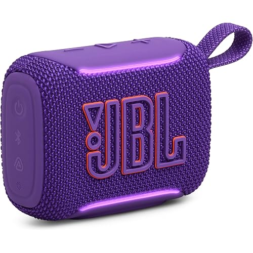 JBL Go 5 Portable Bluetooth Speaker, Waterproof and Dustproof - Purple | Dustproof Drop-Proof With up to 10 Hr Battery, Stereo Pairing, App Control For Pool, Beach, Outdoor Listening