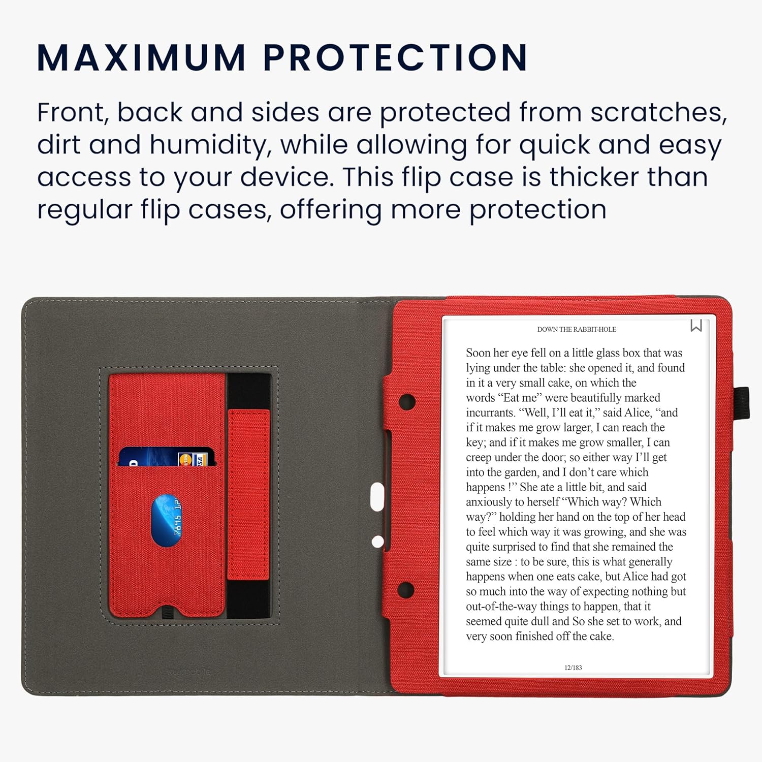 kwmobile Cover Compatible with Amazon Kindle Scribe (2024) Cover - Faux Leather/Suede Case with Stand - Red/Dark Grey