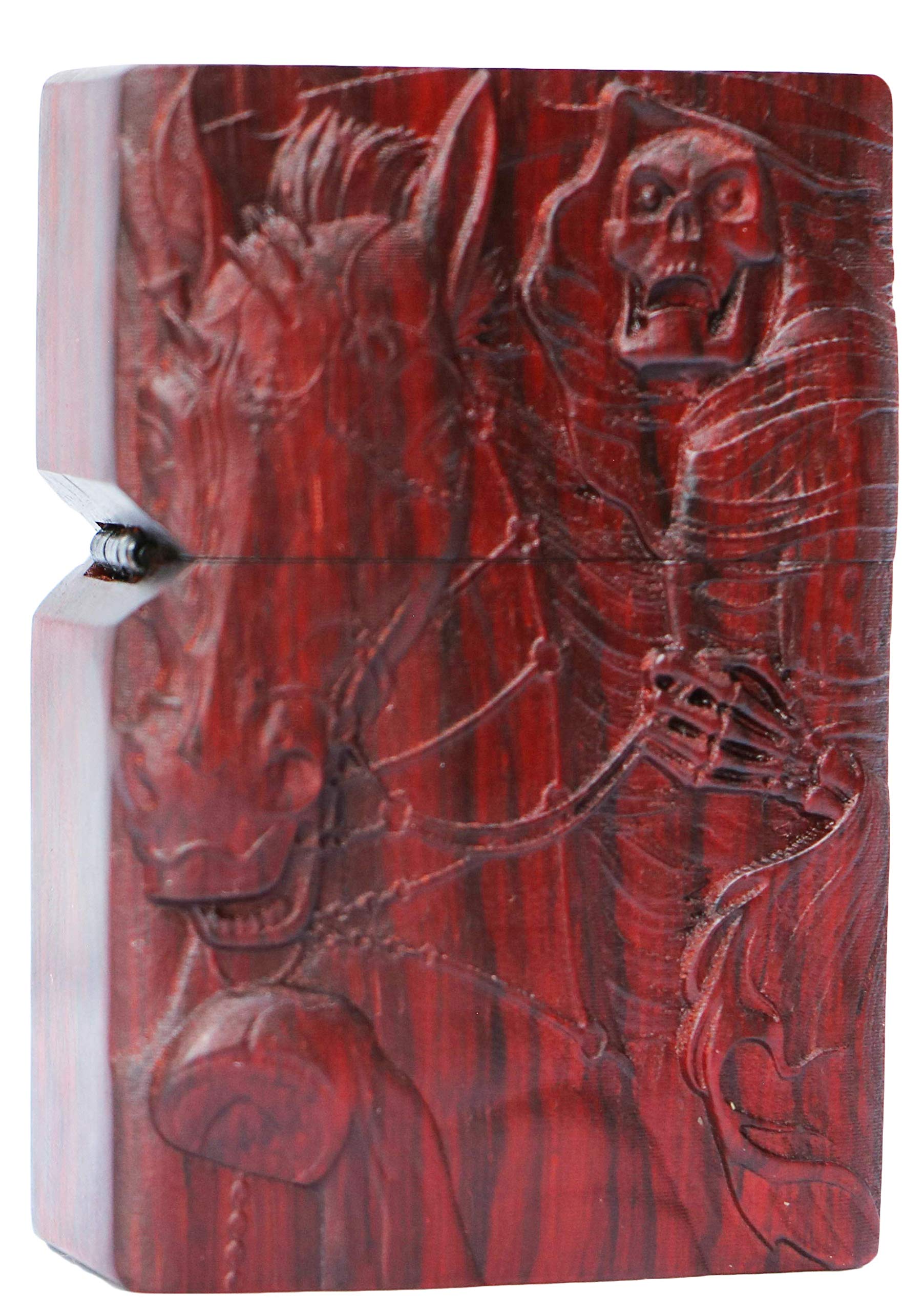 Generic Natural Huanghuali Rosewood Carving Lighter Outer Casing for Zippo Module (Skeleton Knight)