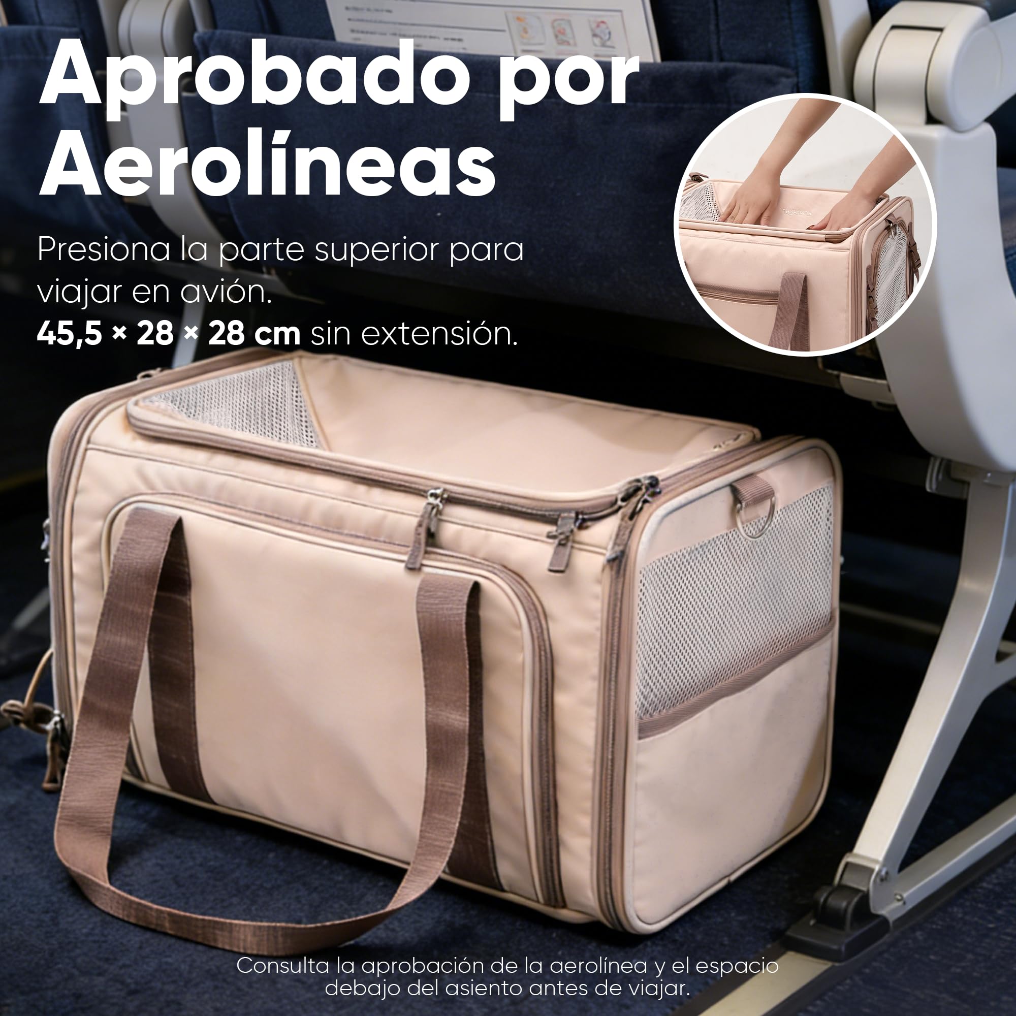 FUKUMARU Transportador expandible para Gatos, 46 x 30 x 28 cm, Suave transportador de Perros Aprobado por aerolíneas, transportador Duradero para Perros pequeños con Malla antiarañazos, Rosa