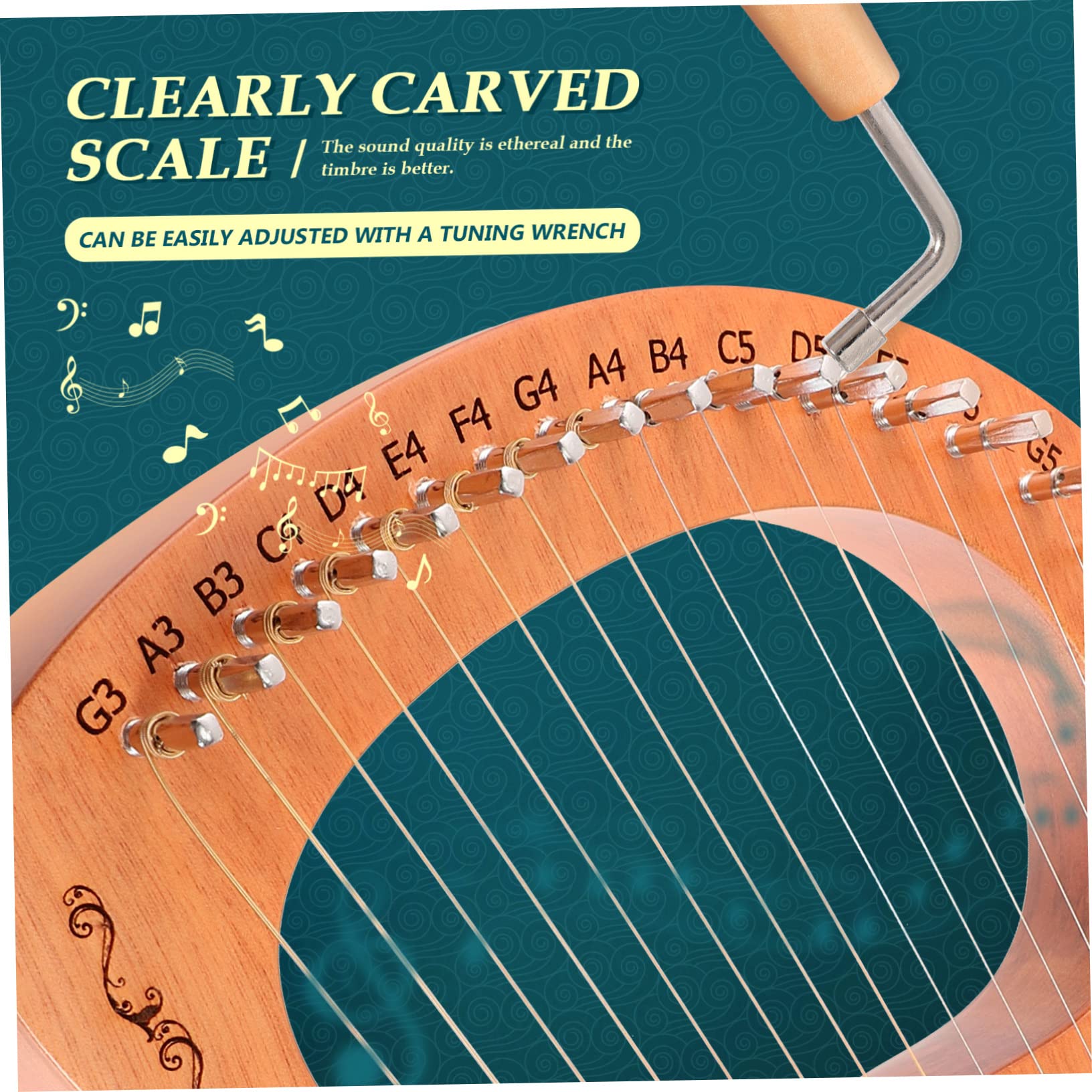 SUPVOX Strumento Musicale in Legno e Effetto Sustain Prolungato Portatile Arpa Lira 16 Corde, Design Delicato per Principianti e Musicisti