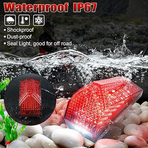 Miniatura 5 de MOVOTOR Luz trasera LED 500% brillante luz de freno trasera con iluminación blanca para matrícula compatible con Dirt Bike Enduro Cafe Custom Honda