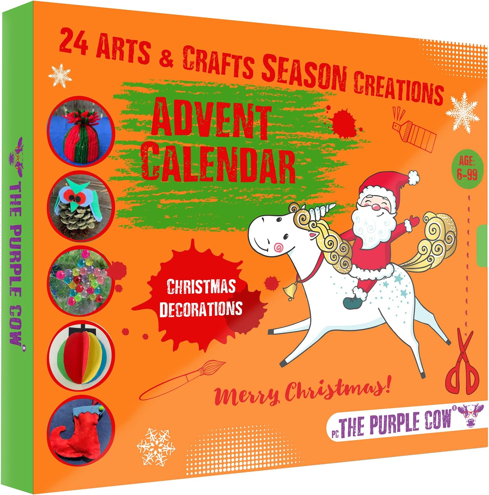 The Purple Cow NEW 2023 Christmas Countdown Advent Calendar - 24 Beautiful DIY Arts & Crafts Ornaments & Decorations Handmade by your kids. 24 days, all season decorations for Christmas Tree and Table