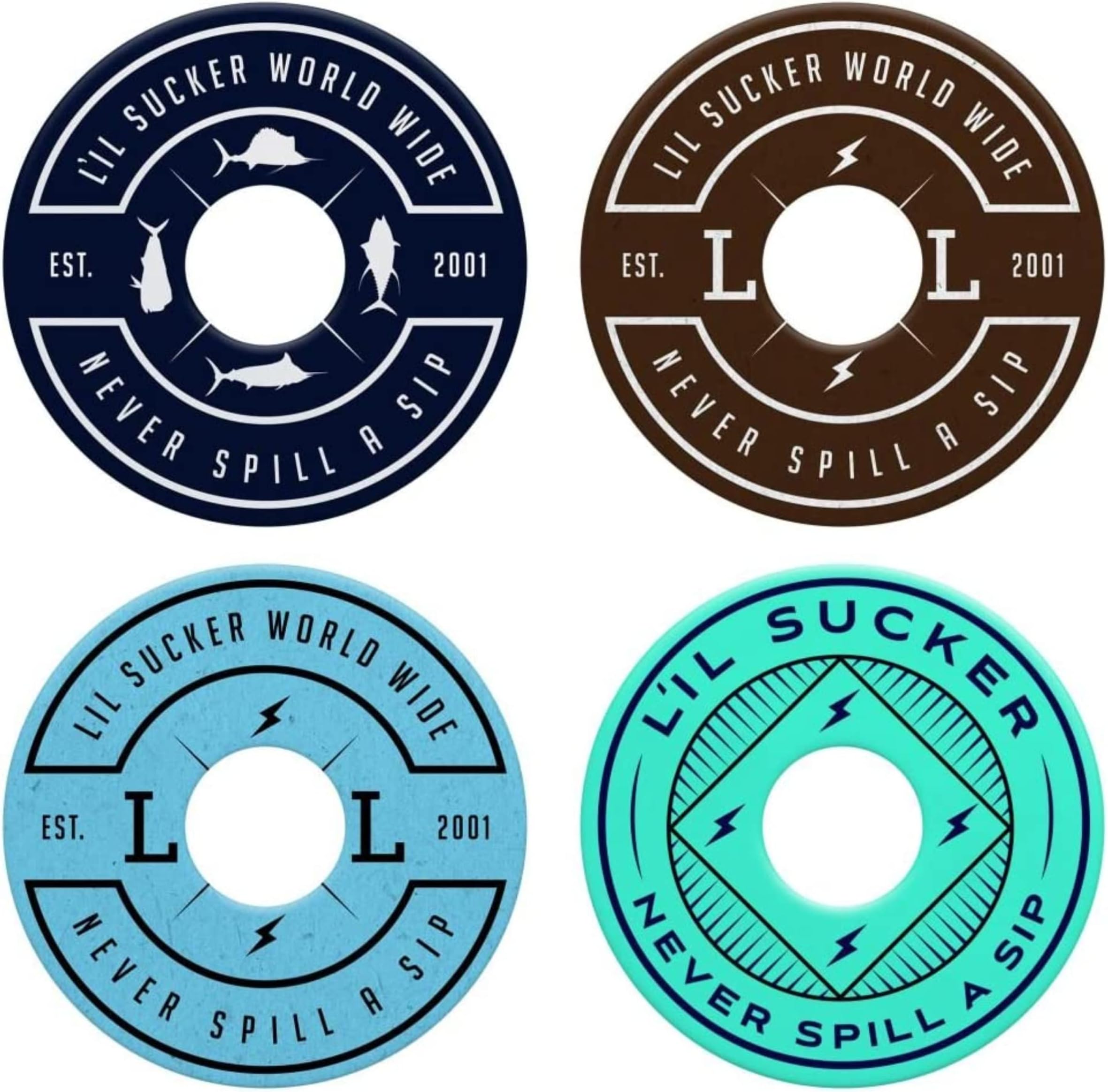 Slogan Suction Rings - Non-Tipping, Anti-Spill Can Drink Holder for Boats, Trucks, ATVs, Home & Outdoors - Secure Your Drinks and Prevent Spills with Our Non Slip Cup Coaster - 4 Pack