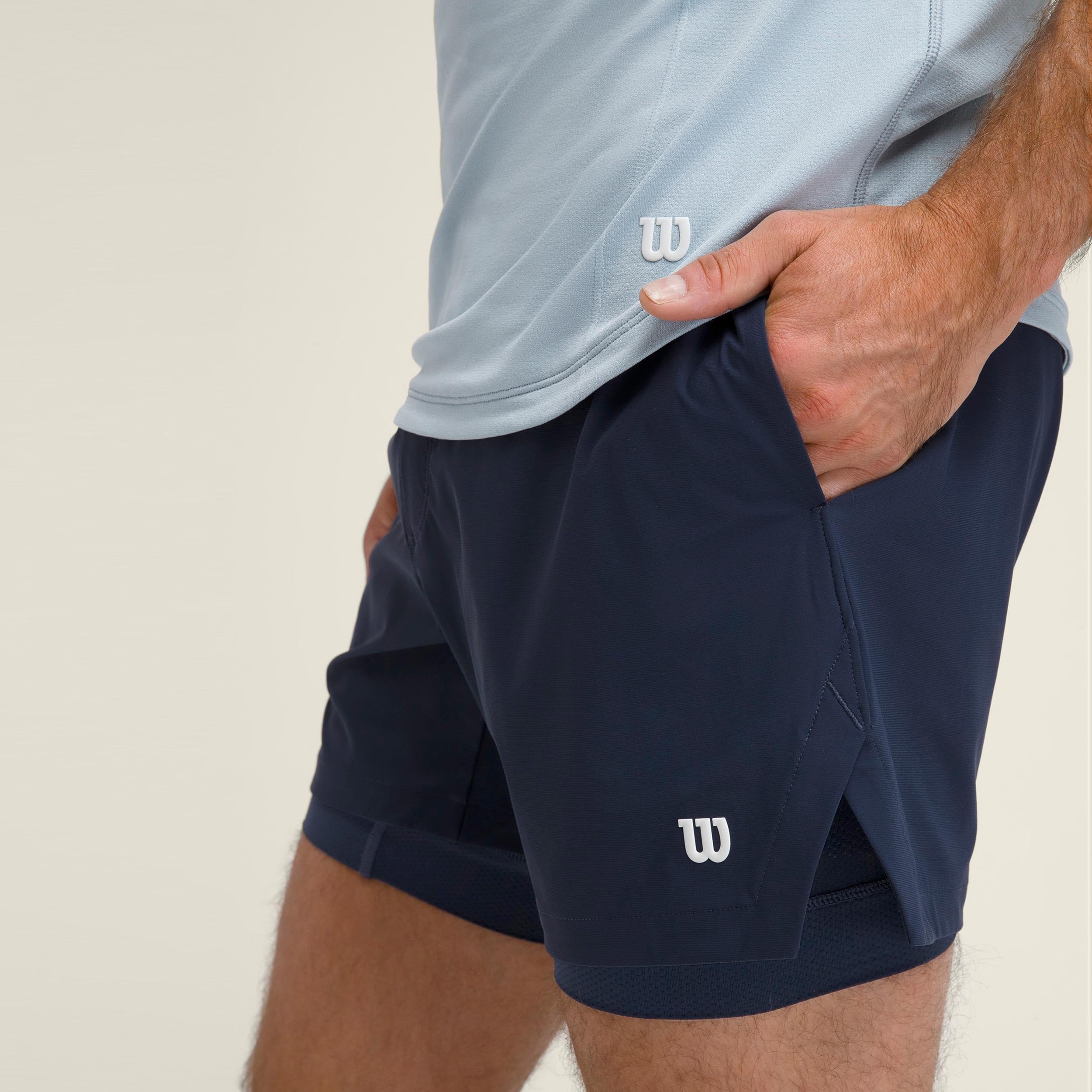 Wilson Set Point 7In Lined Pantaloncini Uomini Blu Scuro