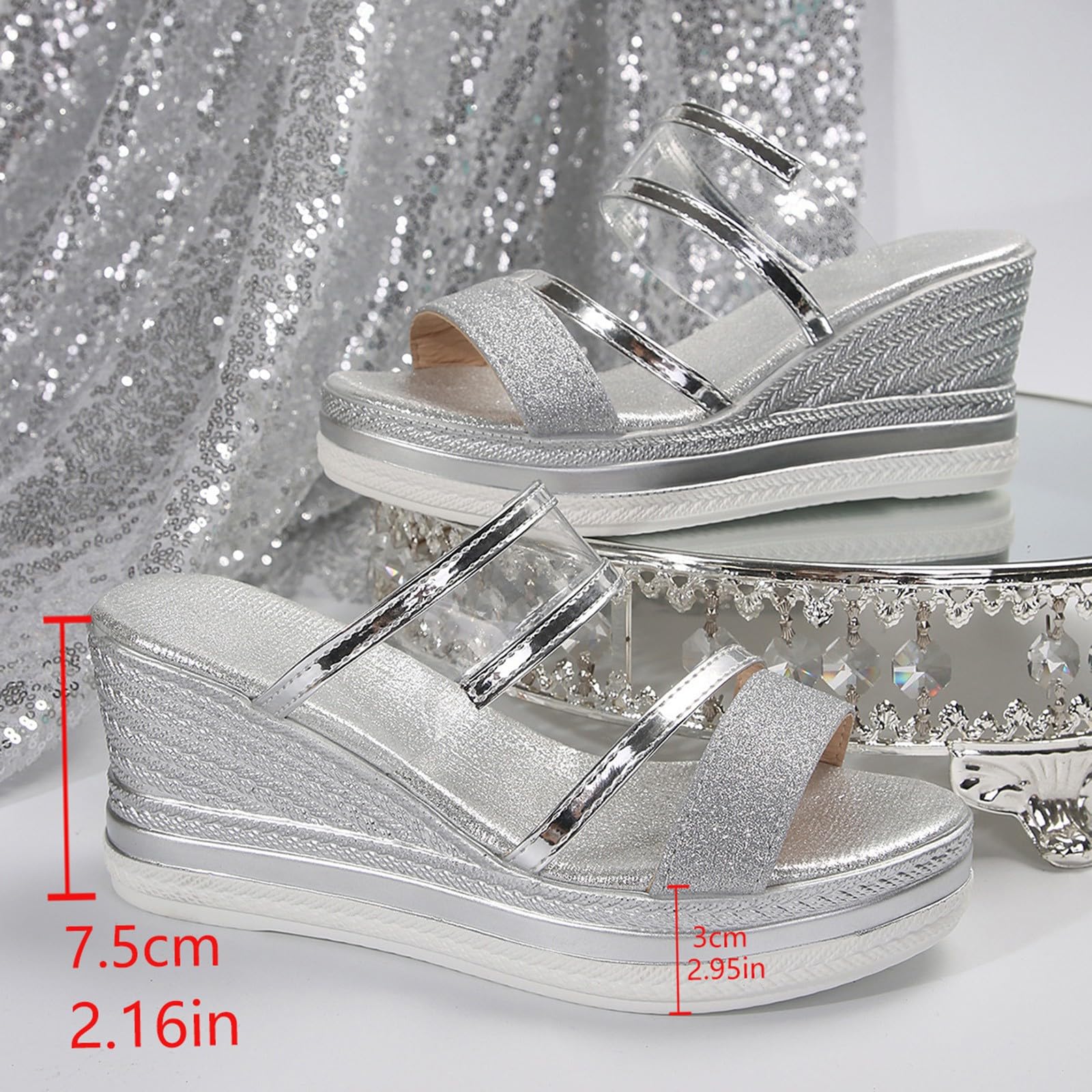Générique Chaussures Femme Pieds Larges Sandales Et Nu-Pieds Sandales À Talons Hauts Et Semelle Épaisse pour Femmes,Grandes Tailles Mules Femme Été Confortable Dorees