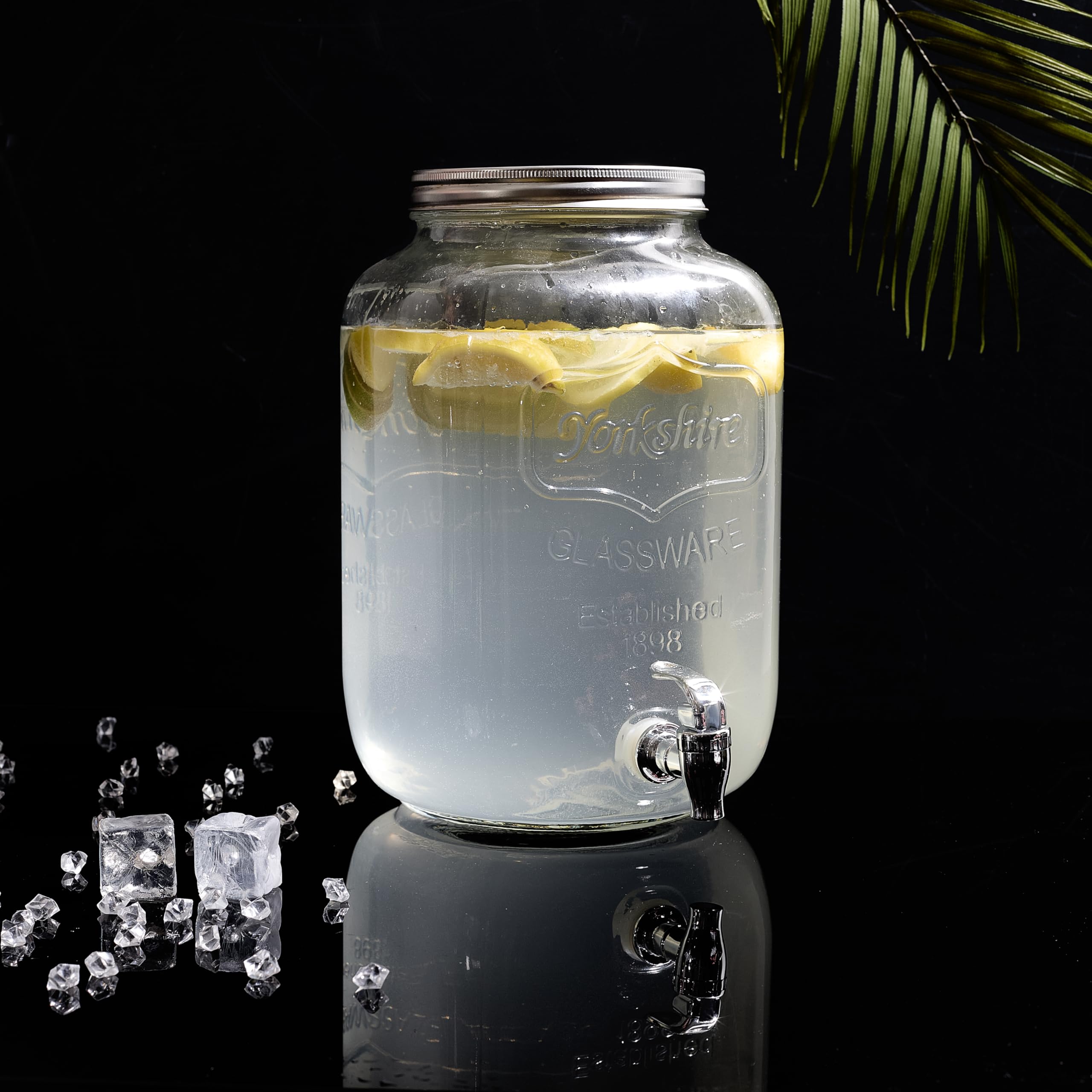 HOME DECO FACTORY - KV7177, Dispensador de Bebidas de Vidrio con Amplia Apertura y Grifo de Servicio, Diseñado para Toda la Familia, Ideal para Tus Bebidas - Capacidad: 8 L (Paquete de 2)
