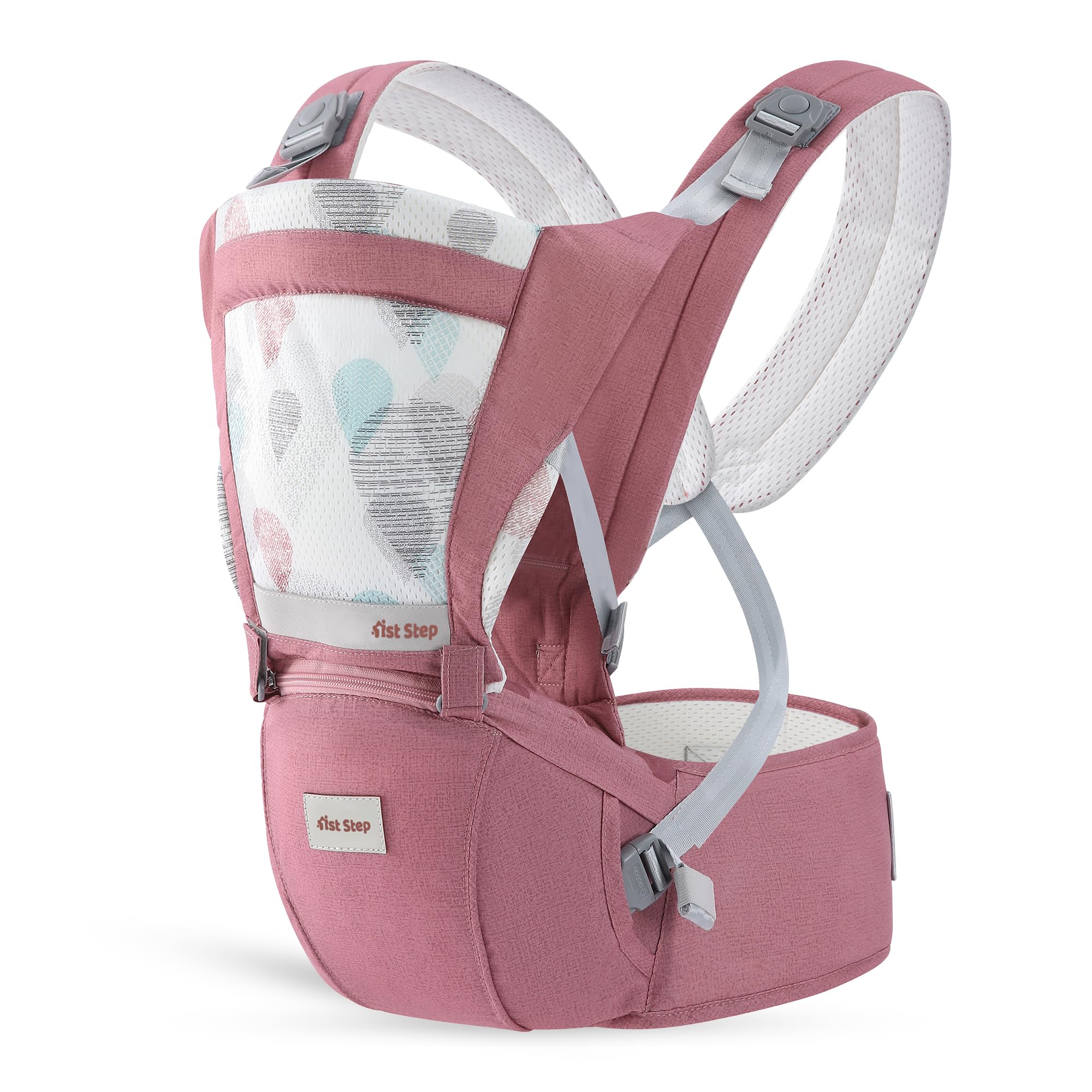 1st Step 5 in 1 Hip Seat Baby Carrier with 5 Carry Positions, Detachable Hip seat, Padded Waist Belt for 4 to 36 Months Baby, Adjustable New-Born to Toddler Carrier, Max Weight Up to 16 Kgs (Red 2)-picture-38