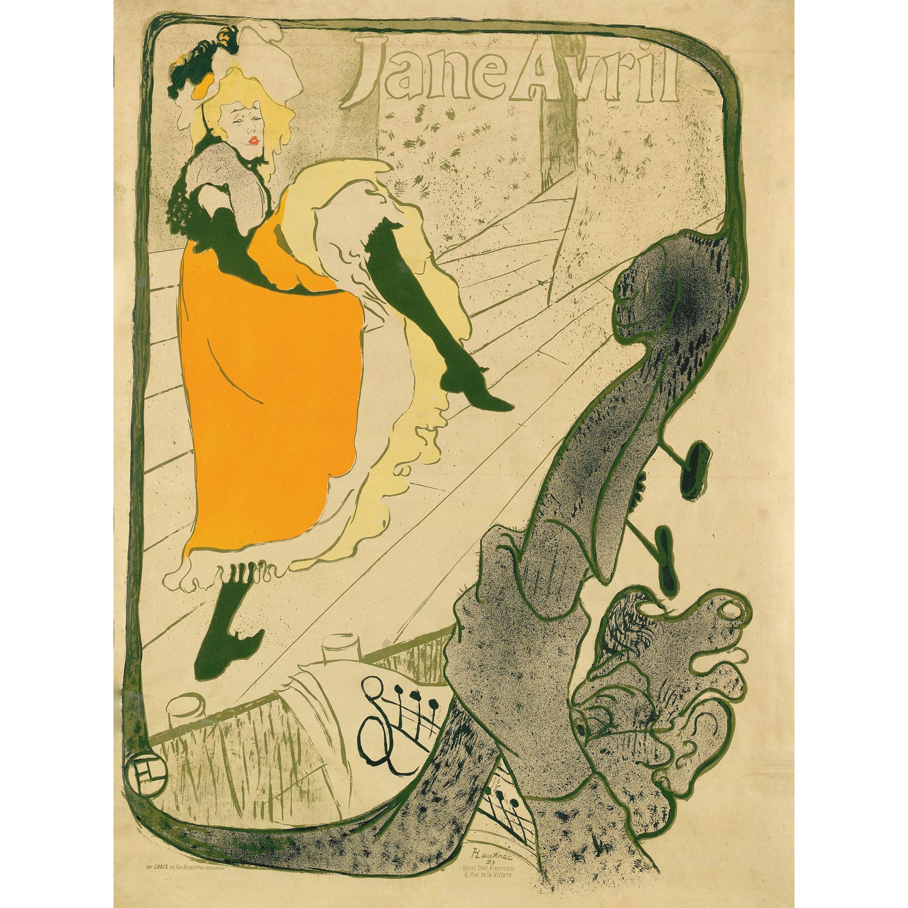 アンリ　ド　Jane Avril & Trianon-Concert ポスター Amazon.com: Toulouse-Lautrec Jane Avril Can-can Dancer Advert