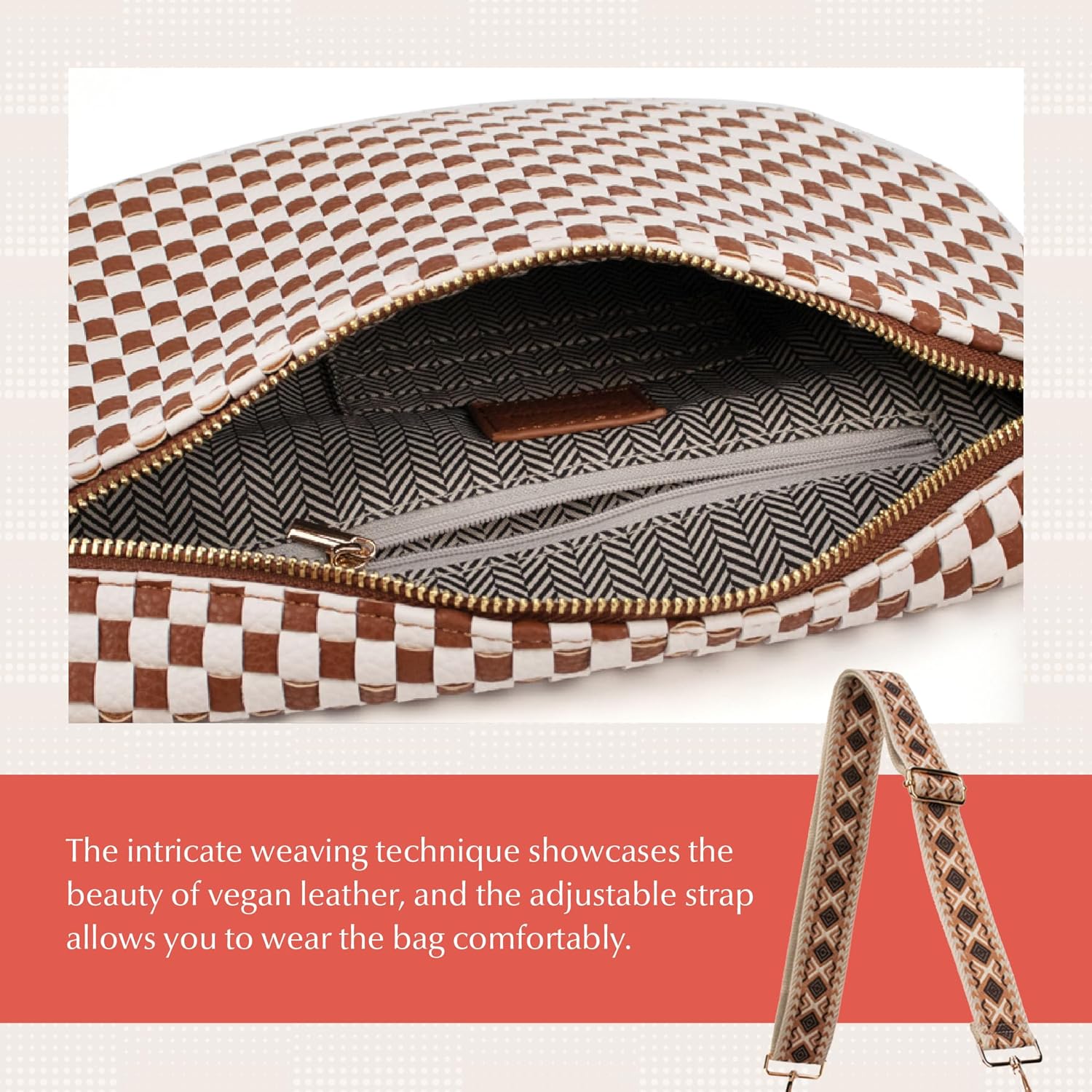 The Fiona | Woven Bum Bag | Stylish Woven Crossbody Bag | Adjustable Strap for Travel Festivals & Everyday - Image 4