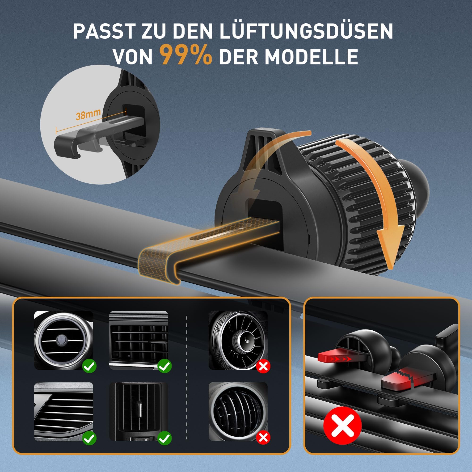 JNNJ Mobiele telefoonhouder voor auto, telefoonhouder voor auto, 360° draaibaar, universeel compatibel met de auto, stabiel en verstelbaar