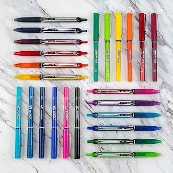 Pilot Precise V5 RT Refillable & Retractable Rollerball Pens, Extra Fine Point Pens 0.5 mm, Black, Pack of 12 - Ideal for School, Journaling & Office Writing
