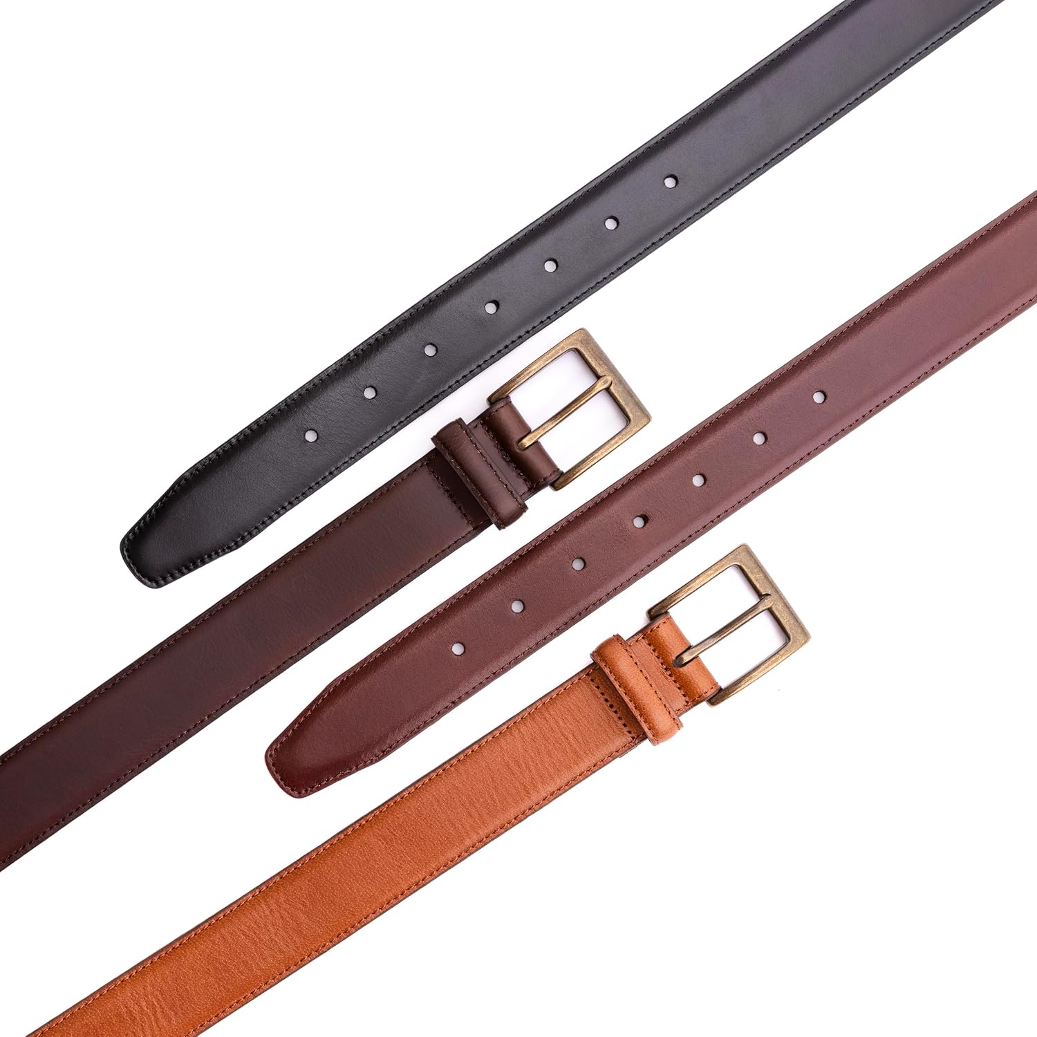 Portland Leather Women's Legacy Leather Belt - Full Grain Leather - Antique Brass Buckle - Feather-Edge Finish