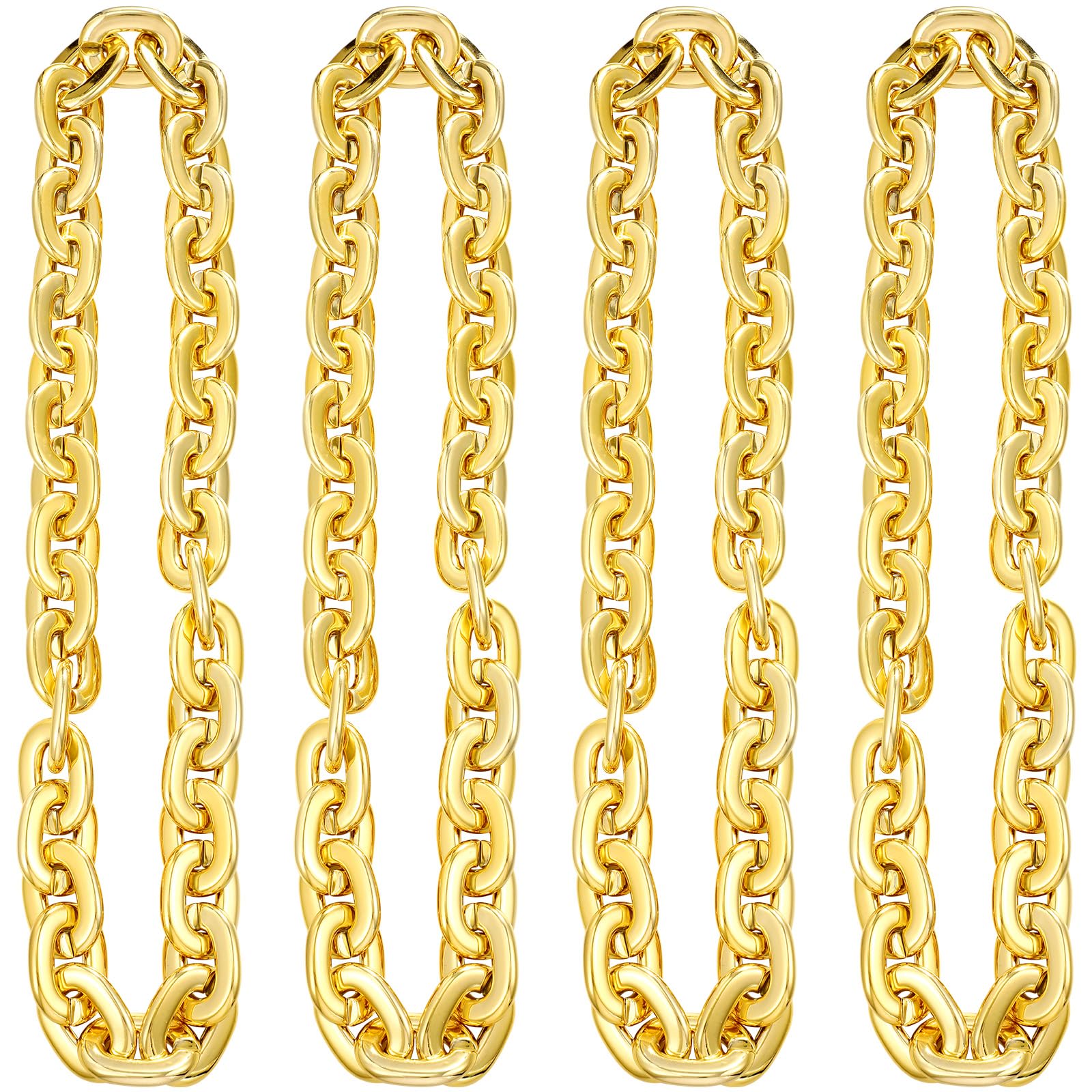 Collier Jumbo en plastique doré lot de 4 pour costume et déguisement de fête - 8