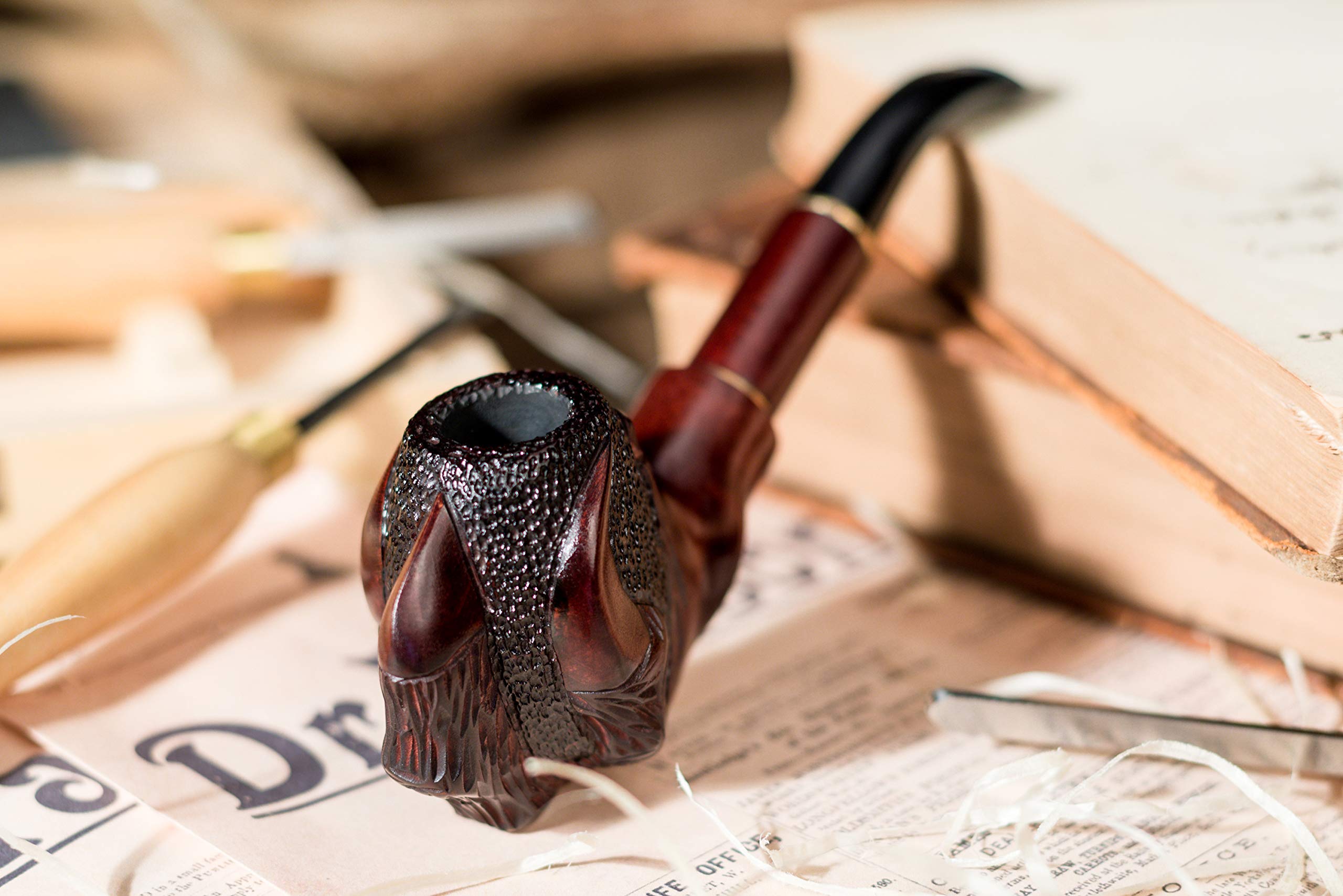 Dr. Watson - Pipa de Tabaco, Serie Coleccionable, Tallada a Mano en Madera de Peral, Compatible con Filtro de 9mm (Garra)