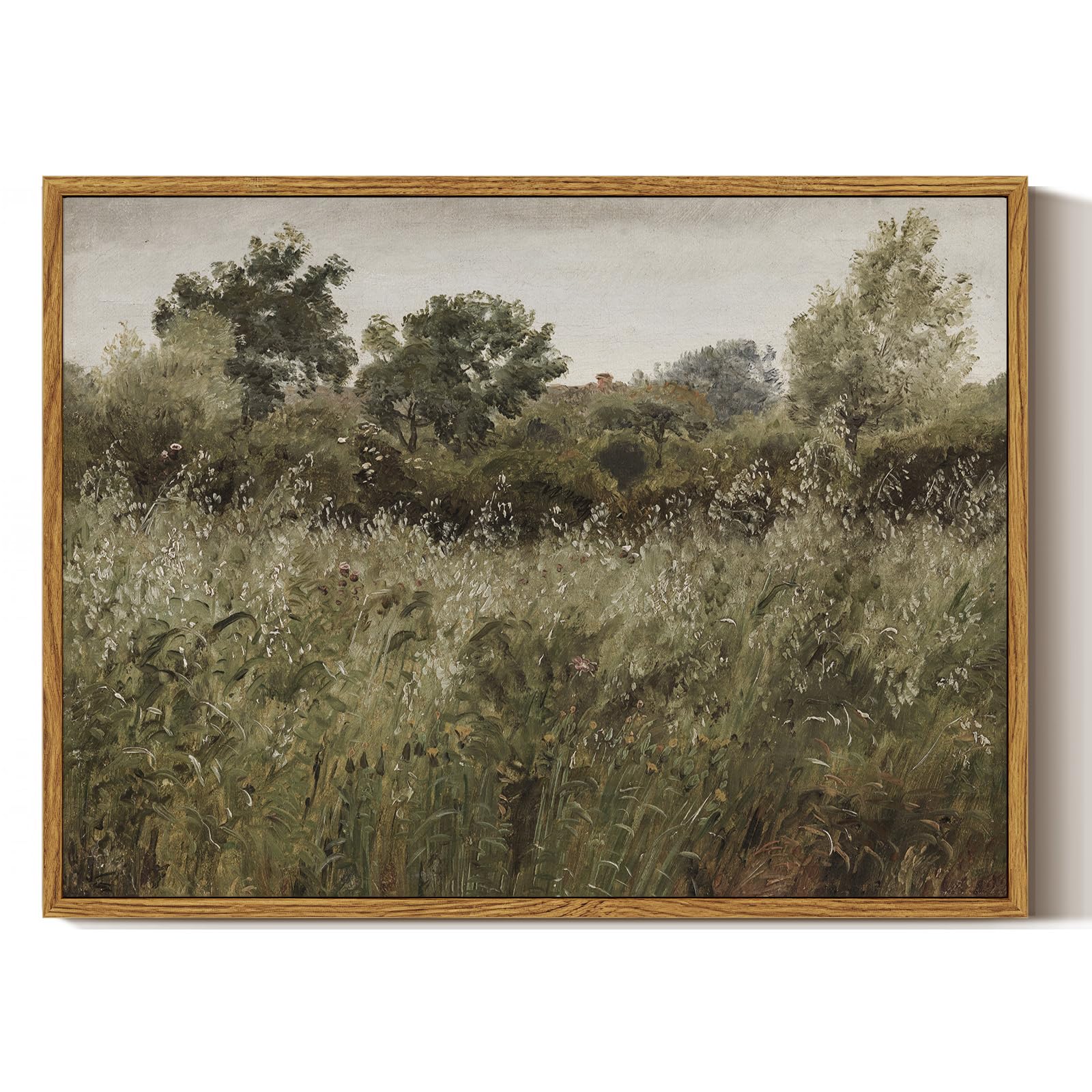 ARPEOTCY Framed Canvas Wall Art Prints, Living Room Hallway Shelf Decor, Grass Landscape Picture Paintings Wall Decor, Vintage Decor for Bedroom Bathroom Table, Aesthetic Room Decor, 30x40cm