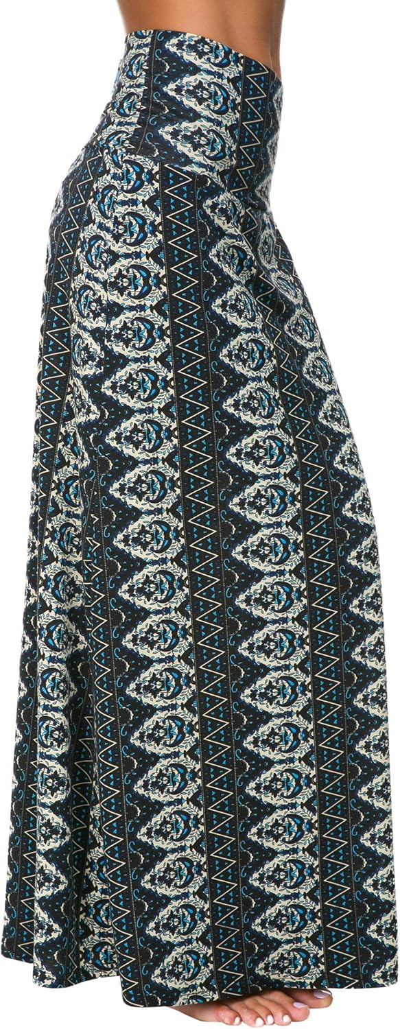 Urban CoCo Women's Stylish Spandex Comfy Fold-Over Flare Long Maxi Skirt - Image 4