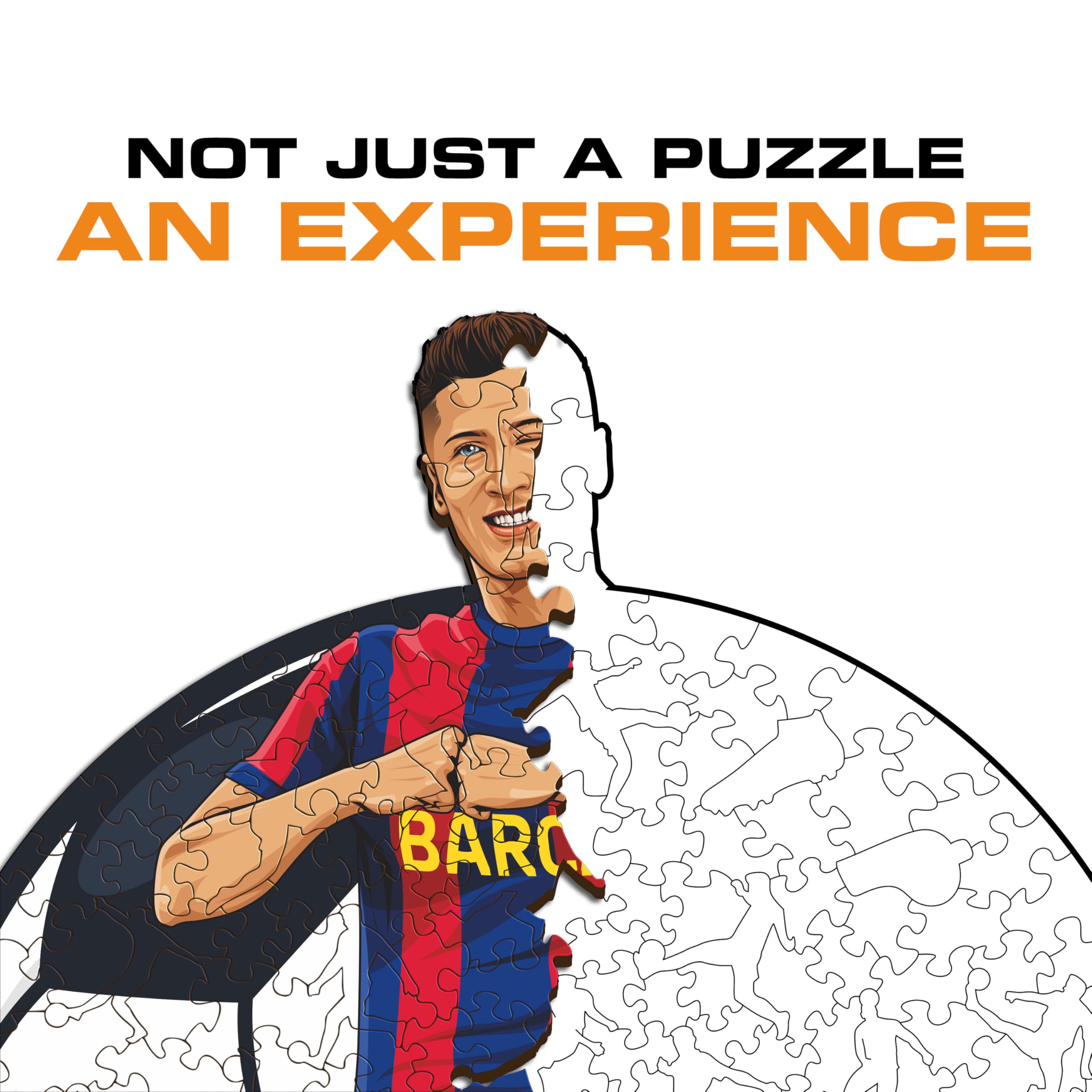 Iconic Puzzles, Barcelona, Lewandowski, Officially Licensed Wooden Puzzle, 100% Sustainable - Image 4