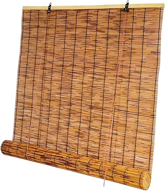 UV Protection Bamboo Roll Up Blinds - 70% Blackout Outdoor Window Shades