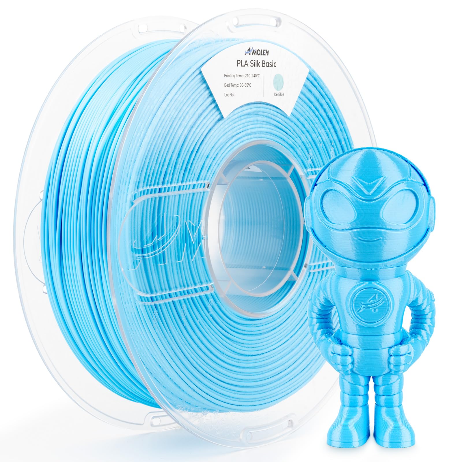 AMOLENSilk PLA 3D Printer Filament, Shiny Ice Blue Silk Pink PLA Filament 1.75mm, High Speed 3D Printing PLA Filament for Most 3D Printer, 1kg Spool(2.2lbs)