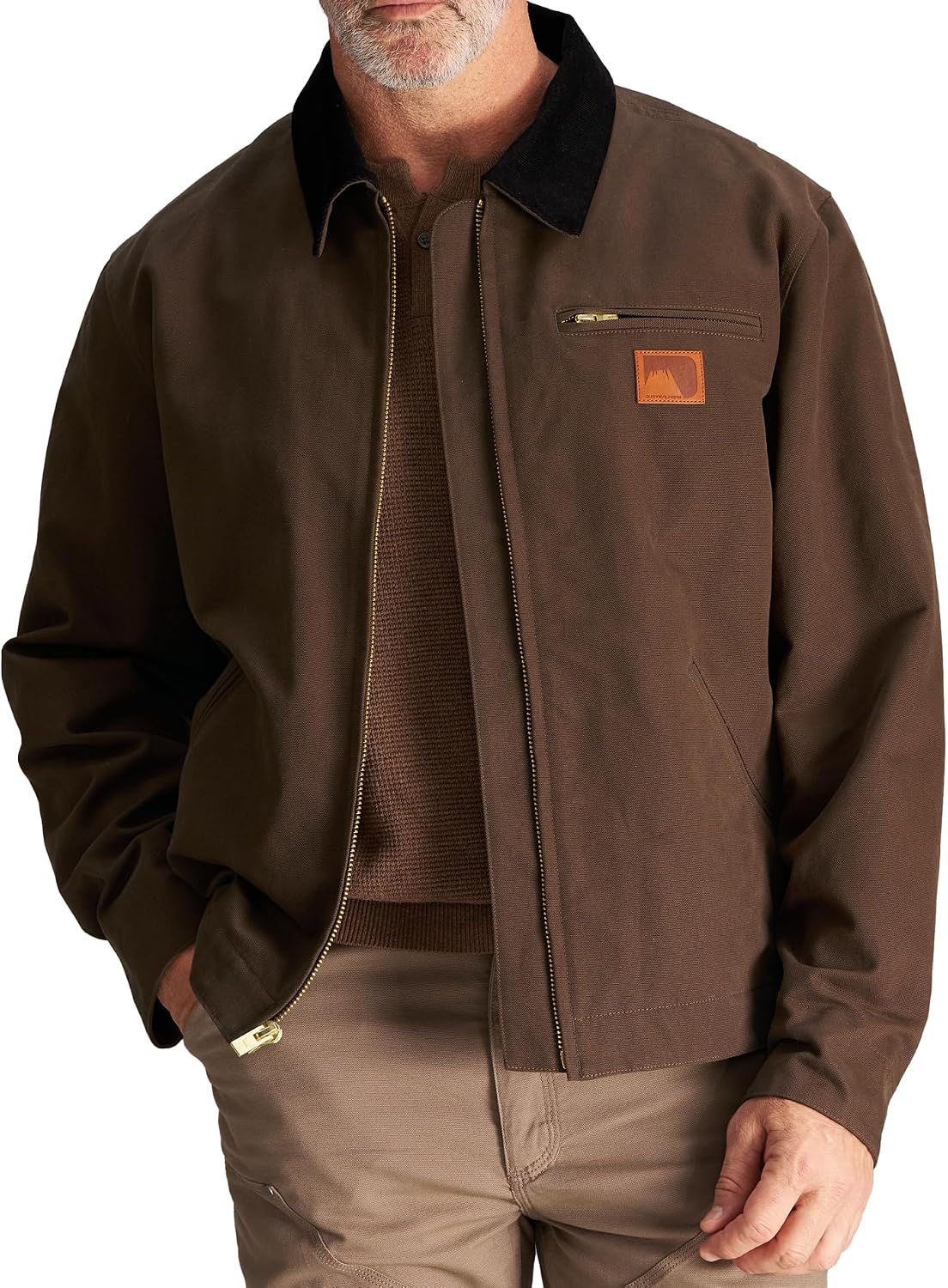 CHRONOLINE Work Jackets for Men Canvas Trucker Jacket Men Barn Chore Coat | Duck canvas water-repellent work outwear, corduroy collared, fall winter work jackets for men, 5 Pocket Utility Jacket