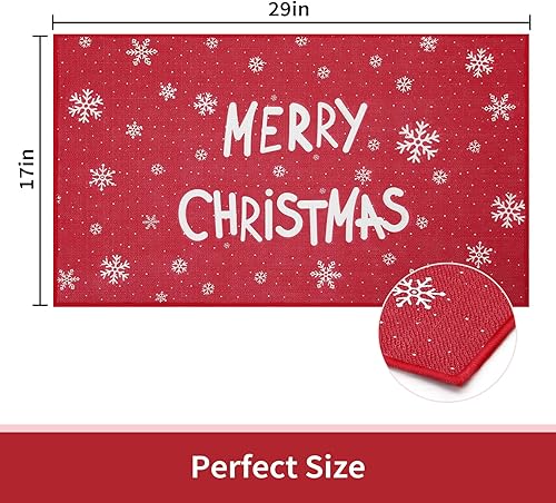 Miniatura 2 de CAROMIO Tapete decorativo de Navidad para puerta delantera, tapete de bienvenida lavable, tapete antideslizante para interiores y exteriores, tapete