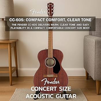 アコースティックギター(ケース付) Fender CC-60S Concert CC-60s Concert Pack V2, All-Mahogany – Fender