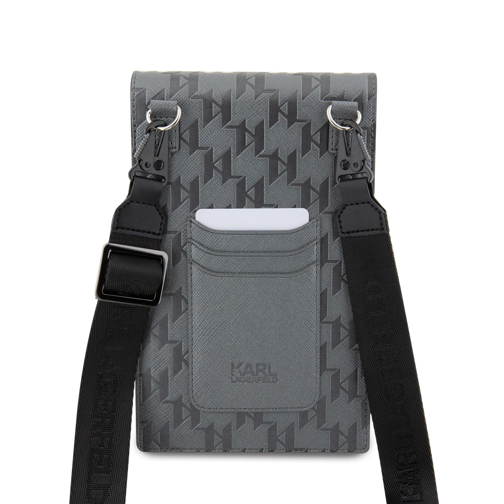 Karl Lagerfeld KLWBSAKHPCG Bolso de saffiano con monograma plateado