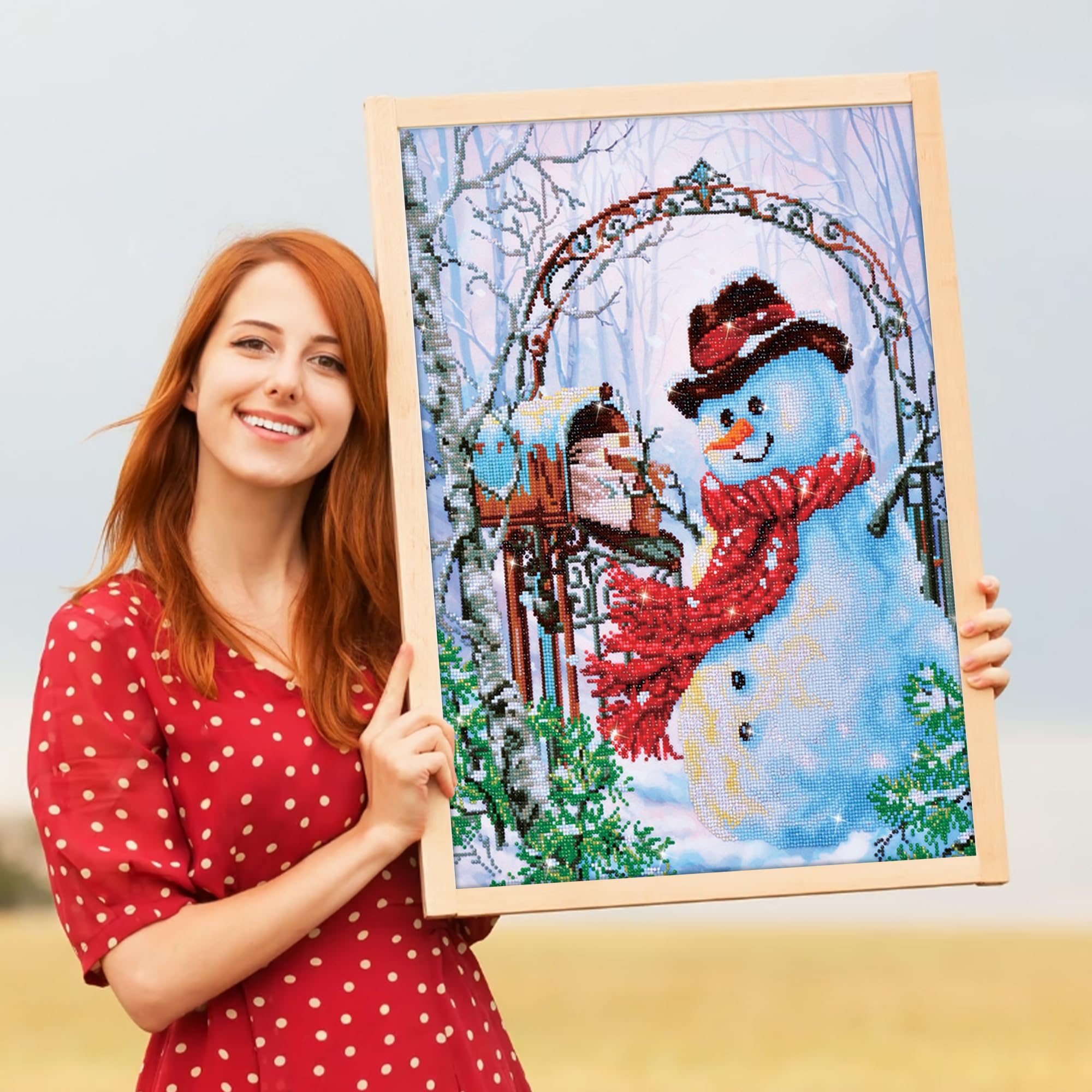 Pracht Creatives Hobby DD12-017 - Statuetta decorativa a forma di pupazzo di neve con diamanti brillanti, ca. 50 x 62 cm, per dipingere con diamanti, nuova e creativa.
