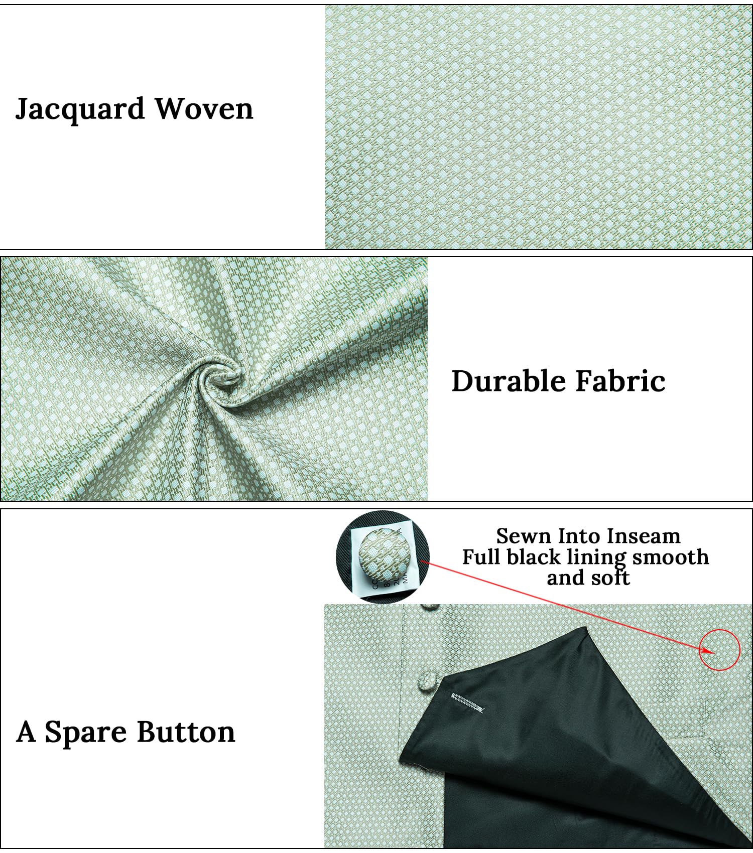 DiBanGu Herren-Weste, Paisleymuster, Jacquard-Seide, formeller Anzug, Weste, Krawatten-Set mit Einstecktuch, Anstecknadel für Smoking, Hochzeit, Party