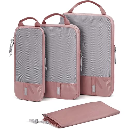BAGSMART 6 Set Compression Packing Cubes - Lightweight Travel Essentials, Durable Luggage Organizer